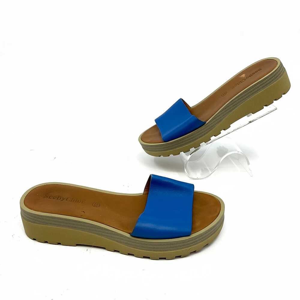 See By Chloe Blue Leather Slip-On Sandals | EU 35.5 (Women)